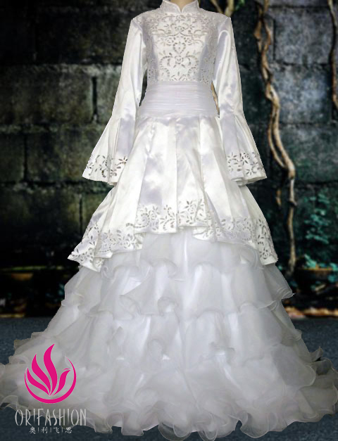 Orifashion HandmadeReal Custom Made Modest Mikado Wedding Dress - Click Image to Close